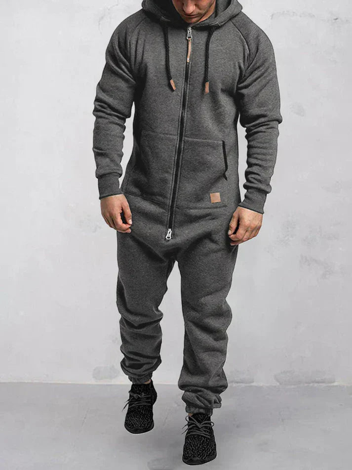 Riston Men's Jumpsuit – Warm Hoodie Jumpsuit in Soft Fleece & Casual Style