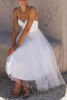 Ariana Robe Maxi Femme – Elegant Long Summer Dress Sleeveless with Round Neckline