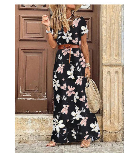 Susan Robe Fleurie Femme – Elegant V-Neck Dress in Polyester with Comfortable Fit and Chic Style