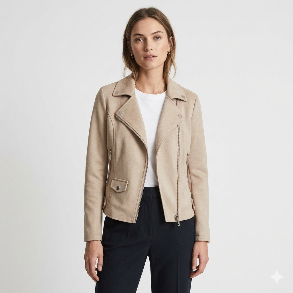 Camille Laurent | Slim Zip Moto Jacket For Women