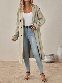 Eshita Trench for women – Elegant long coat in cotton blend with structured cut & button closure