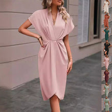 Louise Women's Dress – Trendy Dress with Batwing Sleeves, V-Neckline & Elegant Pleats
