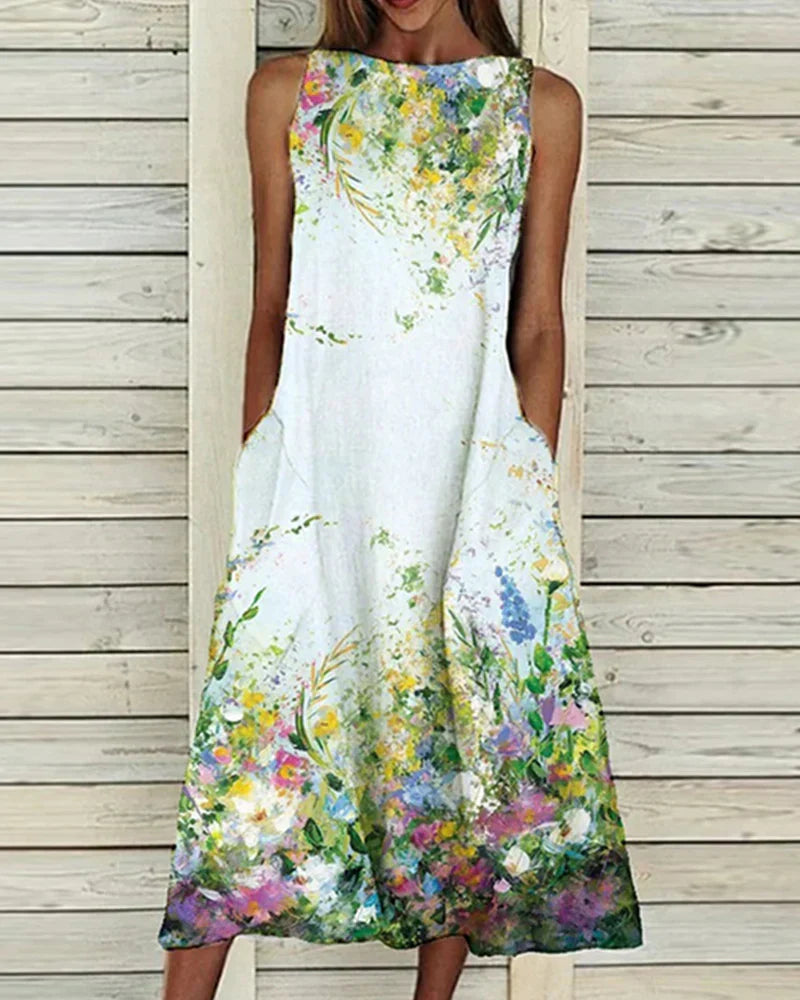 Alexandra Summer Dress Woman – Light & Elegant Floral Midi Dress for Sunny Days