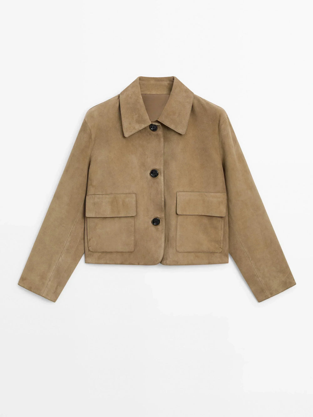 Laurel Women's Jacket – Short in Elegant Beige Suede, Minimalist & Urban Style