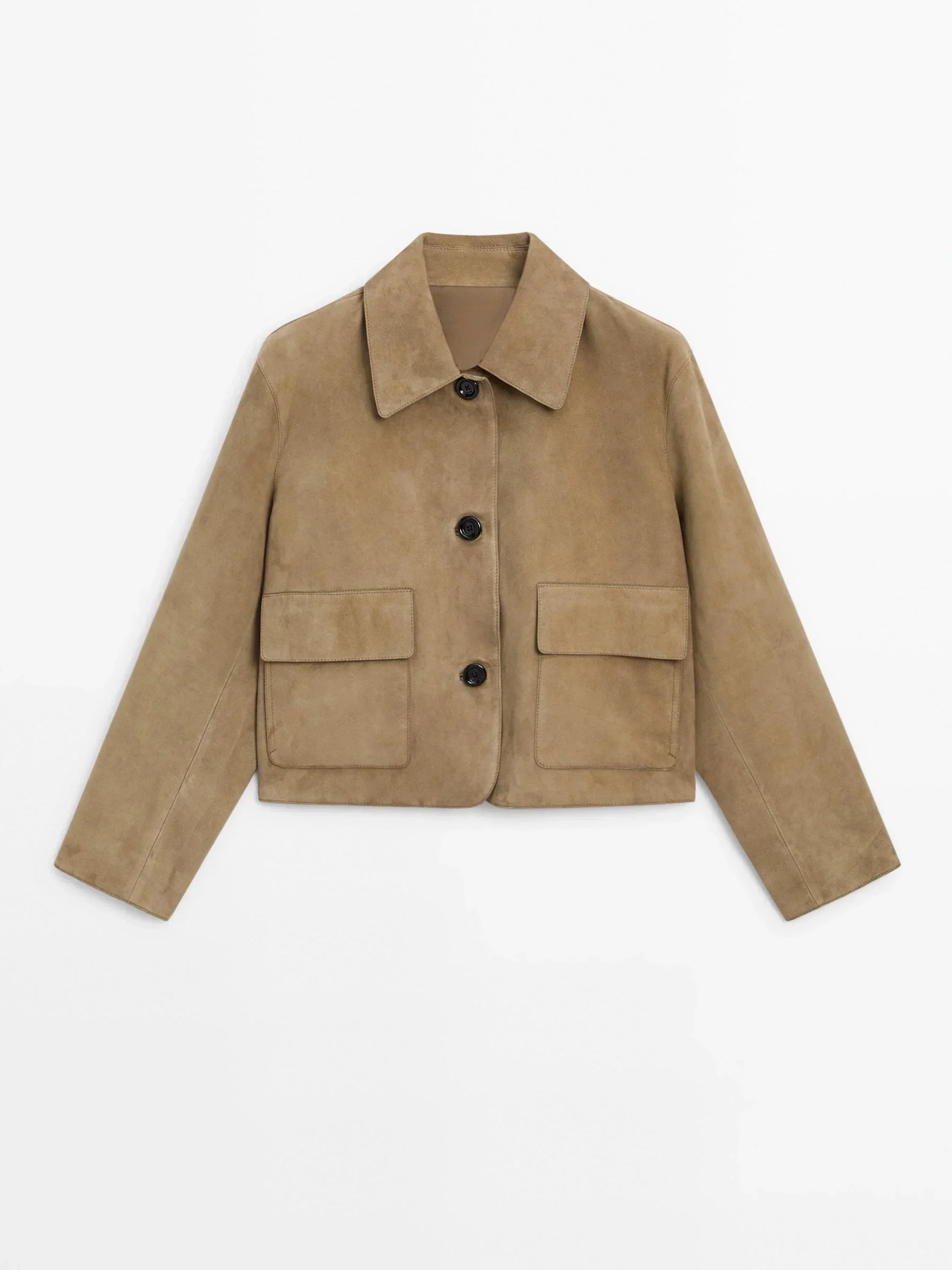 Laurel Women's Jacket – Short in Elegant Beige Suede, Minimalist & Urban Style