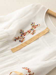 Zara Women's Dress – Embroidered Dress in Cotton and Linen with Ethnic Design & Comfortable Fit