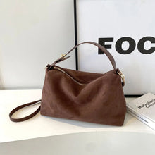 Maëlle Shoulder Bag Woman – Elegant Suede Bag with Faux Leather Handle & Large Compartment