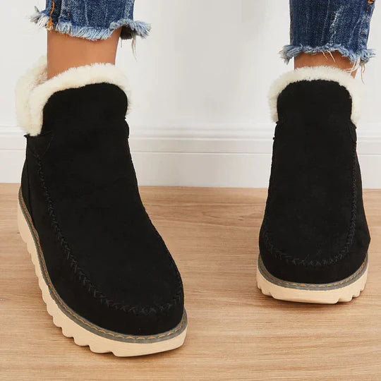Paisley Women's Ankle Boots – Warm Slip-On Boots with Faux Fur Lining & Durable Sole