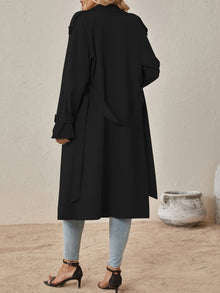 Eshita Trench for women – Elegant long coat in cotton blend with structured cut & button closure