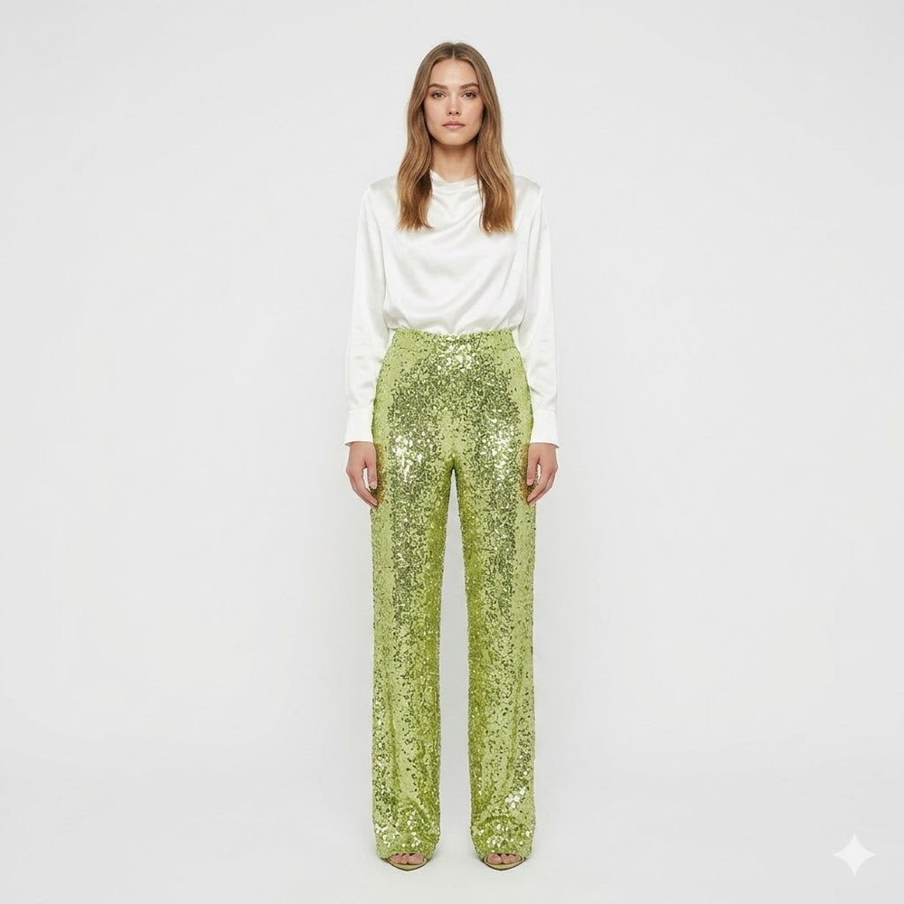 Valentina Rossi | Sequin Straight-Leg Party Pants For Women