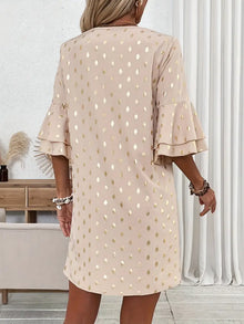 Kaylie Women's Winter Dress – Comfortable Flared Dress with Long Sleeves and V-Neckline