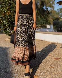 Alice Long Skirt Women – Flowing Skirt with Geometric Pattern and Comfortable Elastic Waistband