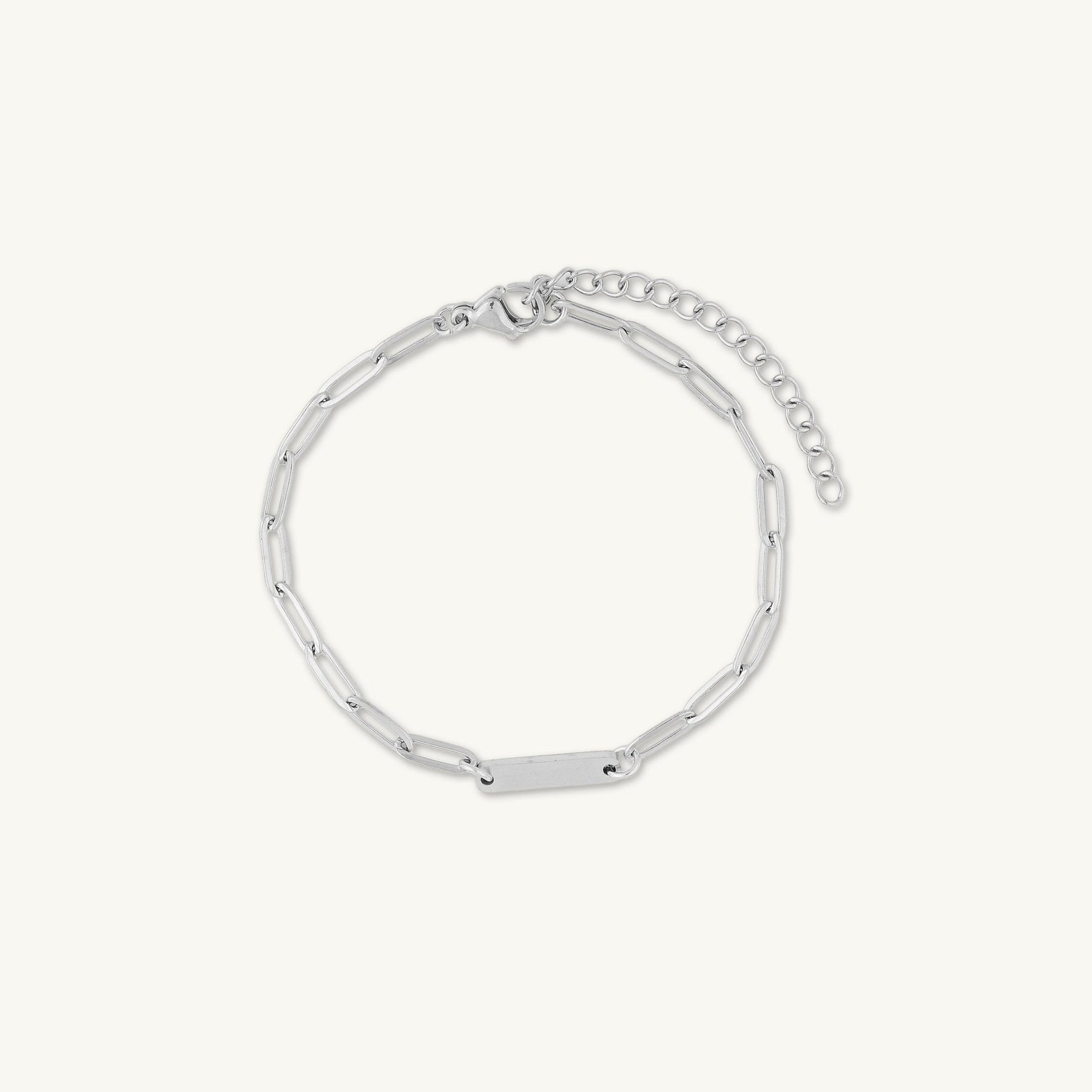 1 Bar Paper link Engraved Bracelet