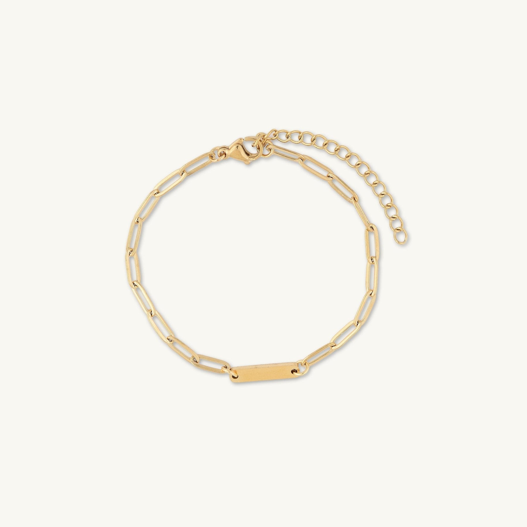 1 Bar Paper link Engraved Bracelet