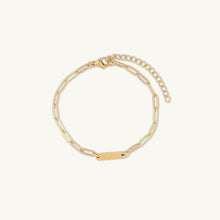 1 Bar Paper link Engraved Bracelet