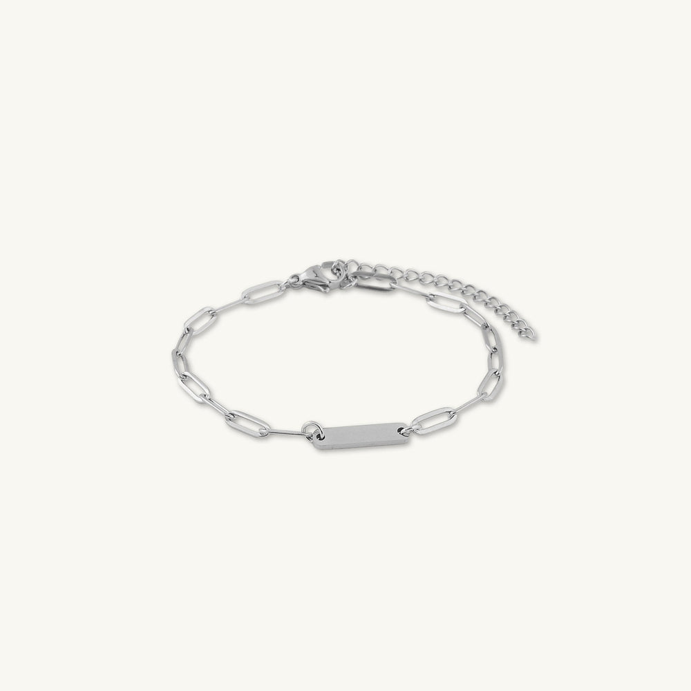 1 Bar Paper link Engraved Bracelet