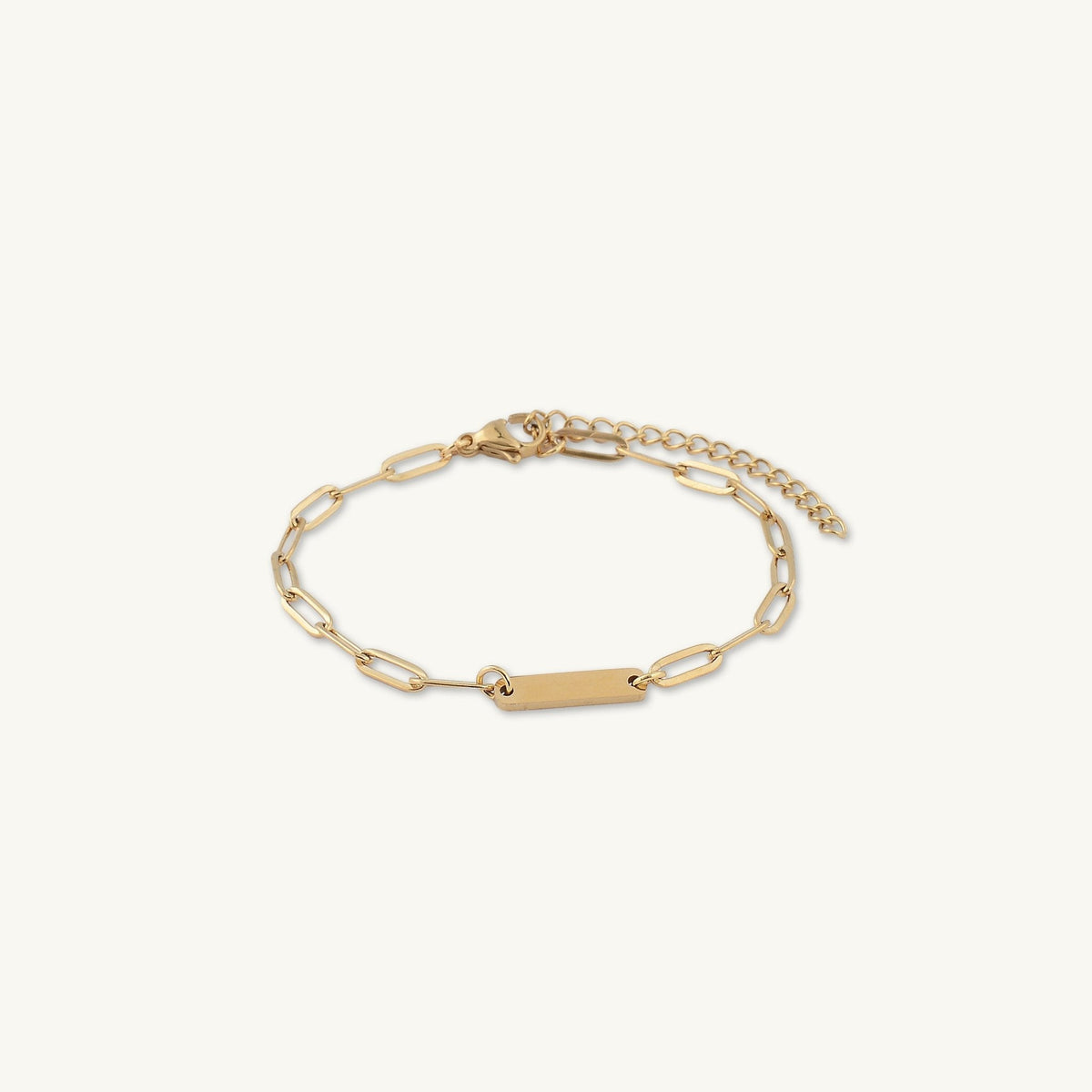 1 Bar Paper link Engraved Bracelet
