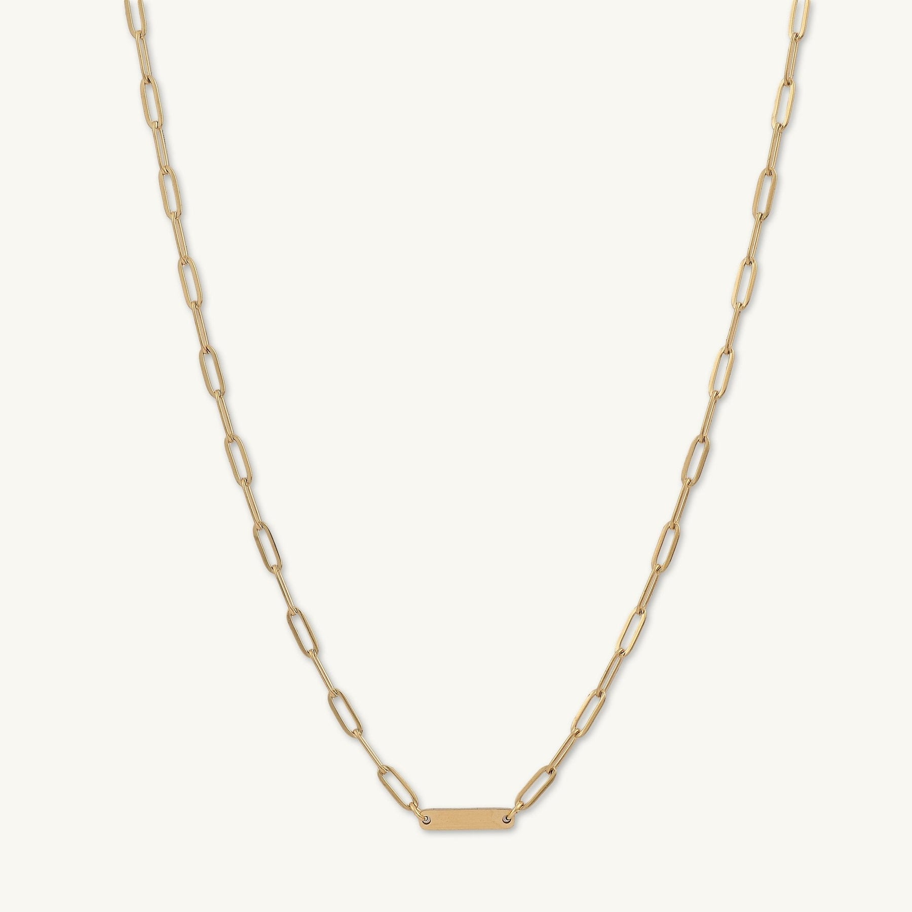 1 Bar Paper link Engraved Necklace
