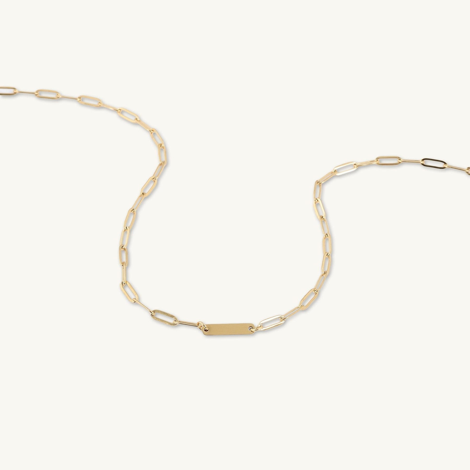 1 Bar Paper link Engraved Necklace