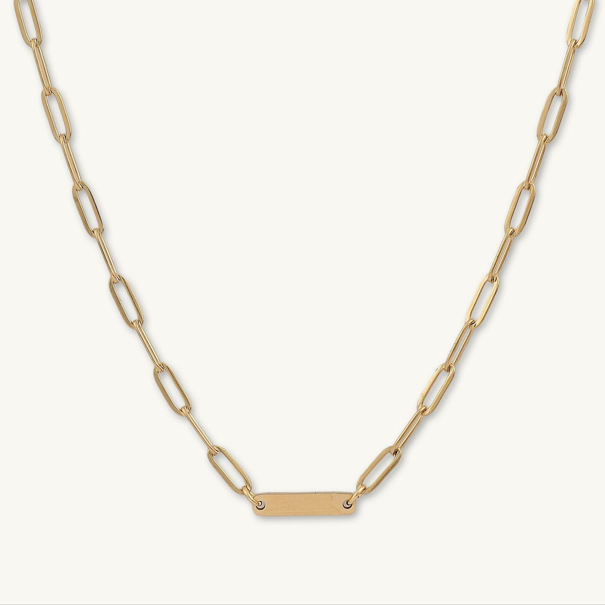 1 Bar Paper link Engraved Necklace