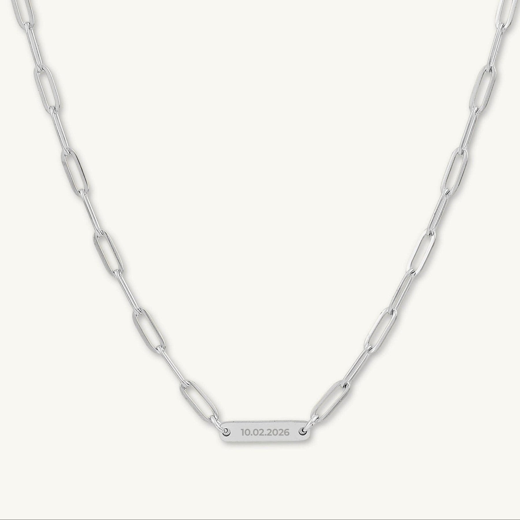1 Bar Paper link Engraved Necklace