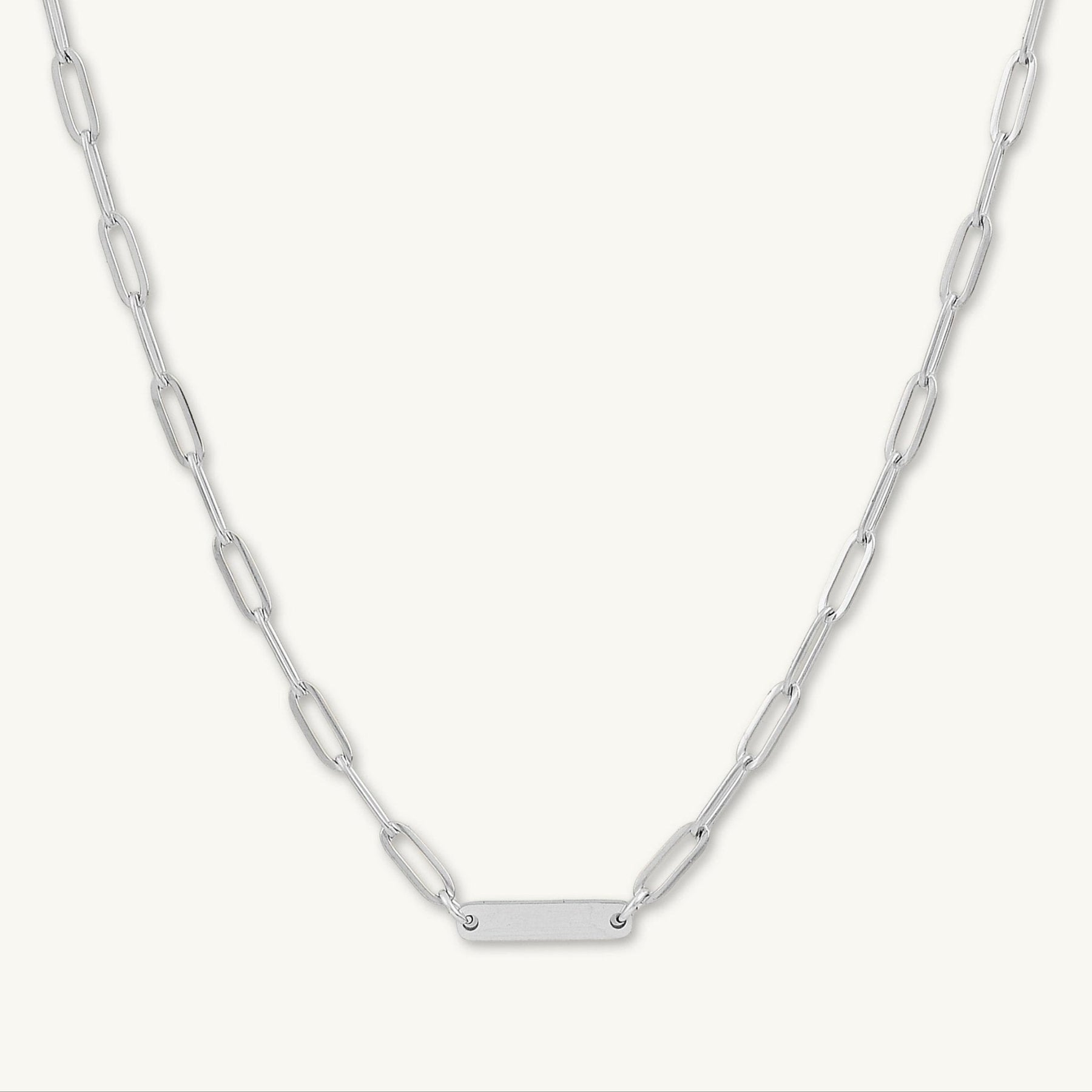 1 Bar Paper link Engraved Necklace