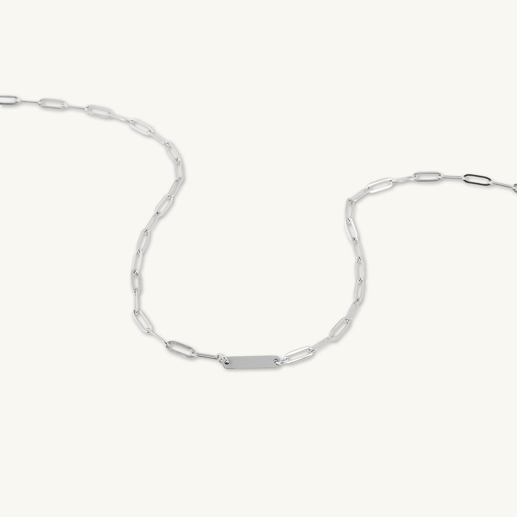 1 Bar Paper link Engraved Necklace
