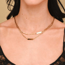1 Bar Paper link Engraved Necklace