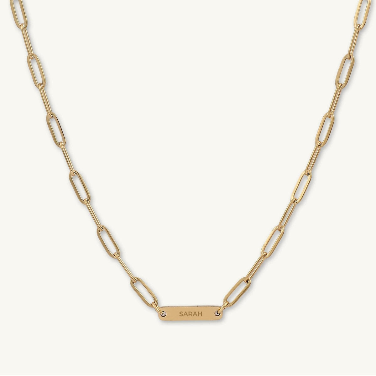 1 Bar Paper link Engraved Necklace