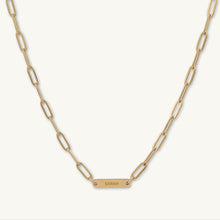 1 Bar Paper link Engraved Necklace