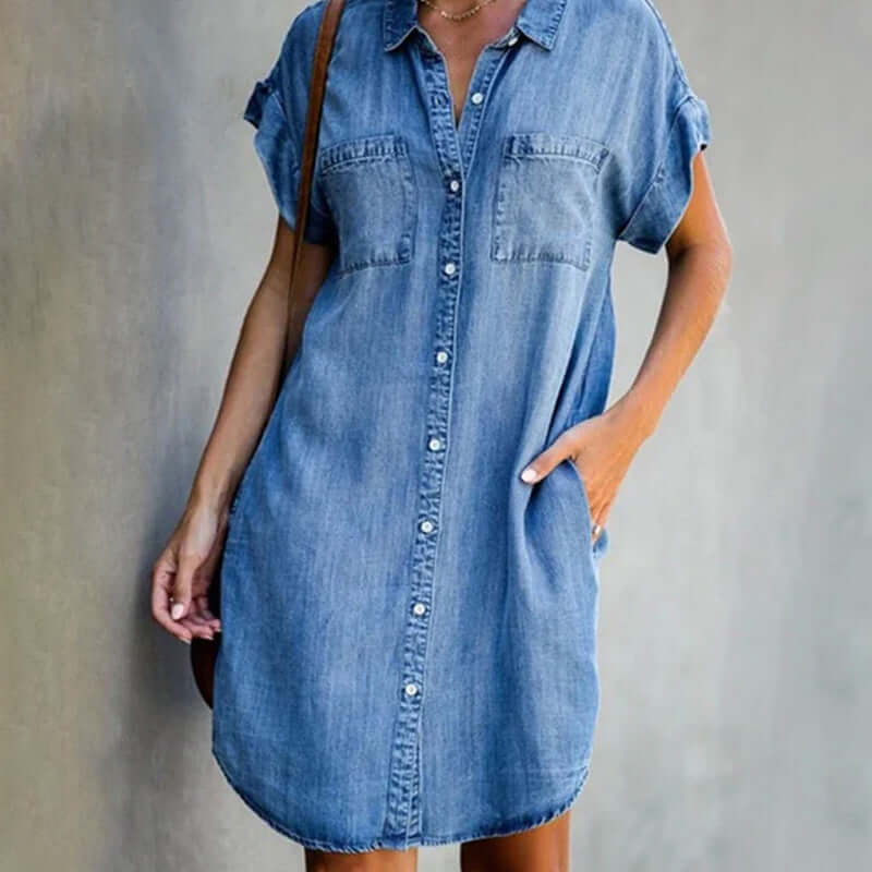 Clara women's shirt dress – Lightweight summer dress with button placket & feminine cut