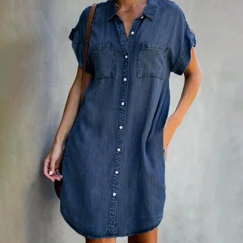 Clara women's shirt dress – Lightweight summer dress with button placket & feminine cut