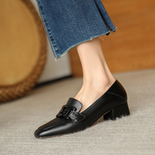 Evrynth Moccasins Women – Leather Mary Jane Shoes with Chunky Heel & Comfort