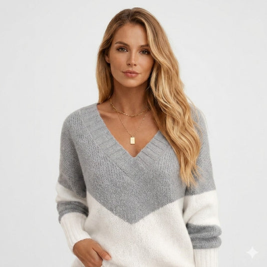 Isabella Romano | Soft Knit V-Neck Sweater For Women