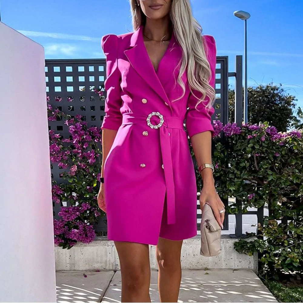 Bree Robe Blazer Woman – Elegant Navy Look with Adjustable Belt & Versatile Cut