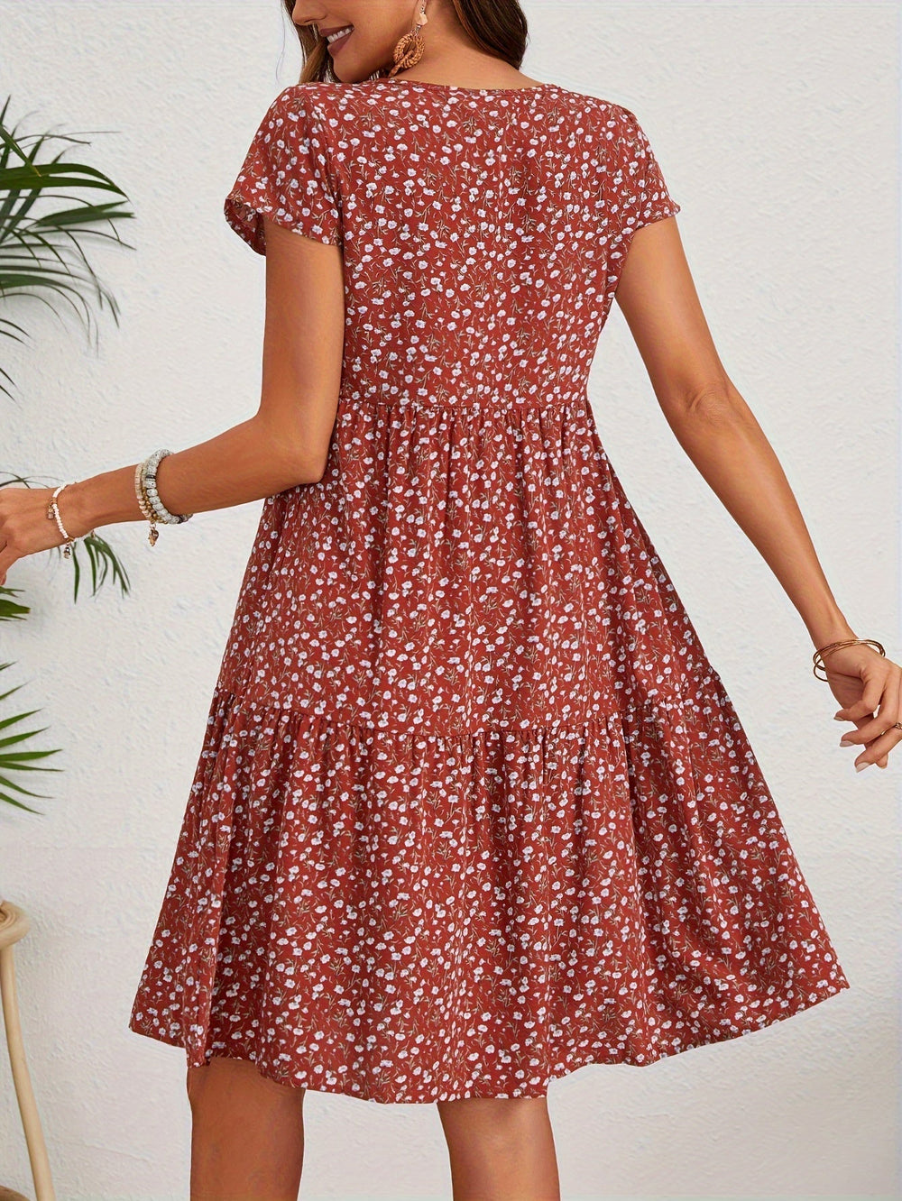 Katie Summer Dress Woman – Light Floral Dress in Polyester with Comfortable Fit