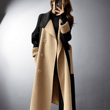Tanya Women's Coat – Straight Cut Two-Tone with Front Closure & Mid-Thigh Length Winter