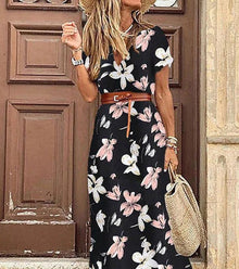 Susan Robe Fleurie Femme – Elegant V-Neck Dress in Polyester with Comfortable Fit and Chic Style