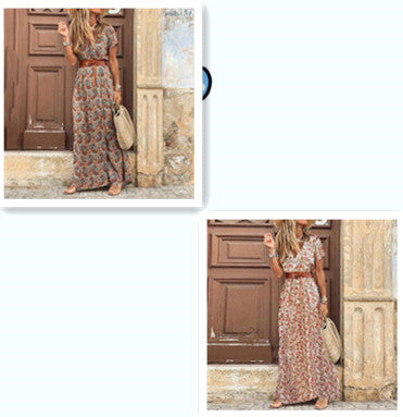 Susan Robe Fleurie Femme – Elegant V-Neck Dress in Polyester with Comfortable Fit and Chic Style