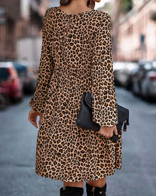 Women's Dress Cha – Loose Summer Dress with Leopard Print and Comfortable Fit