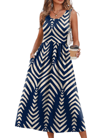 Jensy Midi Dress for Women – Flowing A-Line Dress with Pockets, Empire Waist & Elegant Summer Cut