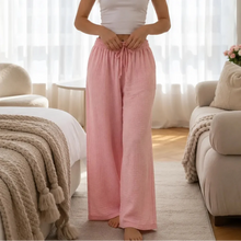 Loravie – Crinkle Wide Leg Elastic Waist Lounge Pants for Women