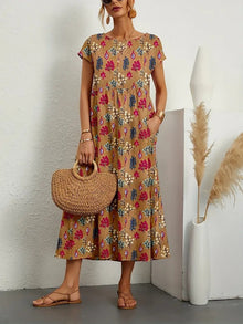 Midi Dress Women Frances – Elegant Floral Dress in Breathable Fabric with Feminine Cut