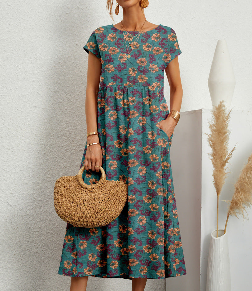 Midi Dress Women Frances – Elegant Floral Dress in Breathable Fabric with Feminine Cut
