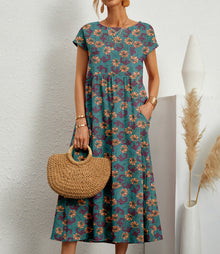 Midi Dress Women Frances – Elegant Floral Dress in Breathable Fabric with Feminine Cut