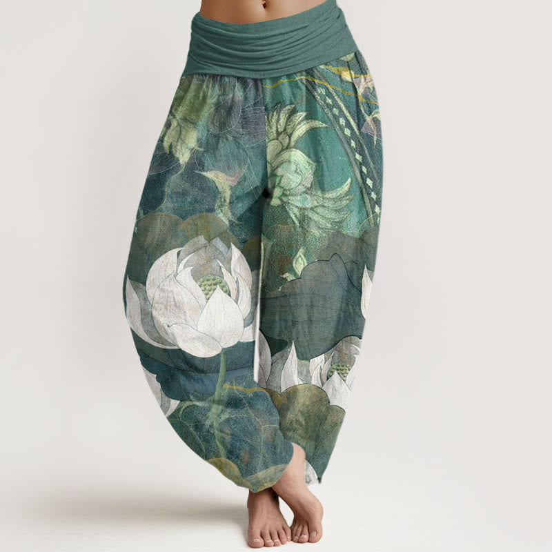 White Lotus Cotton Harem Pants
