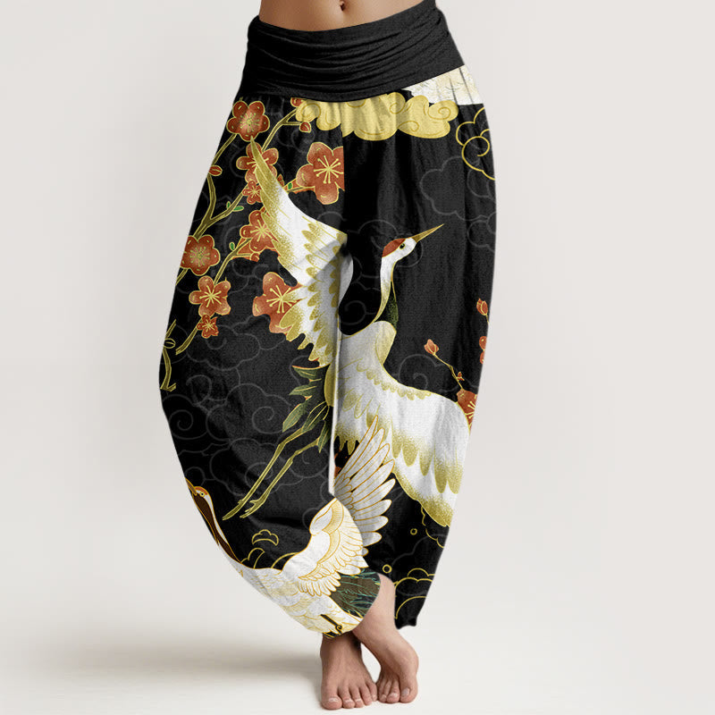 Cranes & Flowers Harem Pants