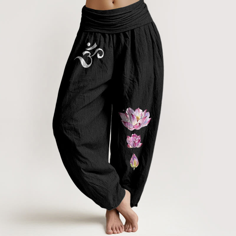 Blooming Lotus Harem Pure Cotton Pants