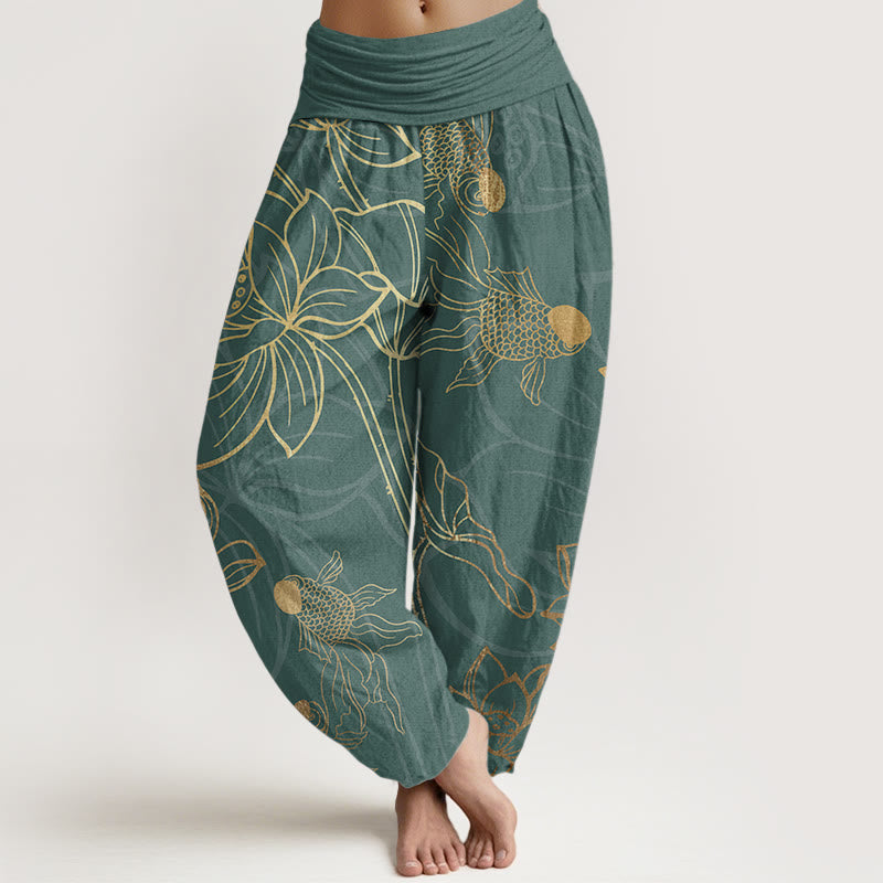 Cotton Lotus Koi Harem Pants