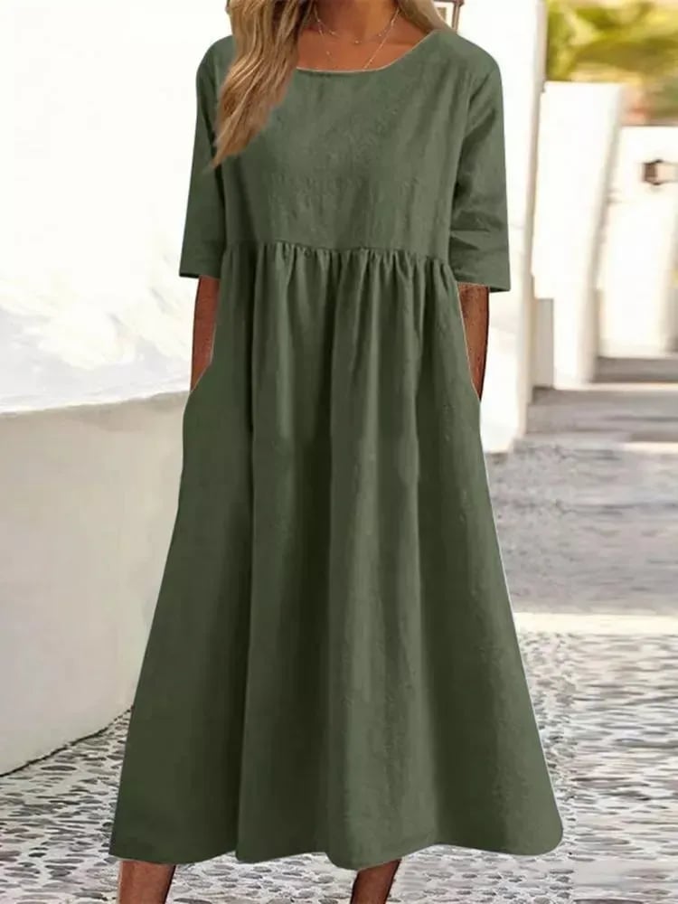 Athisia Casual Dress Woman – Leisure Dress Casual Style with Buttons & Practical Pockets